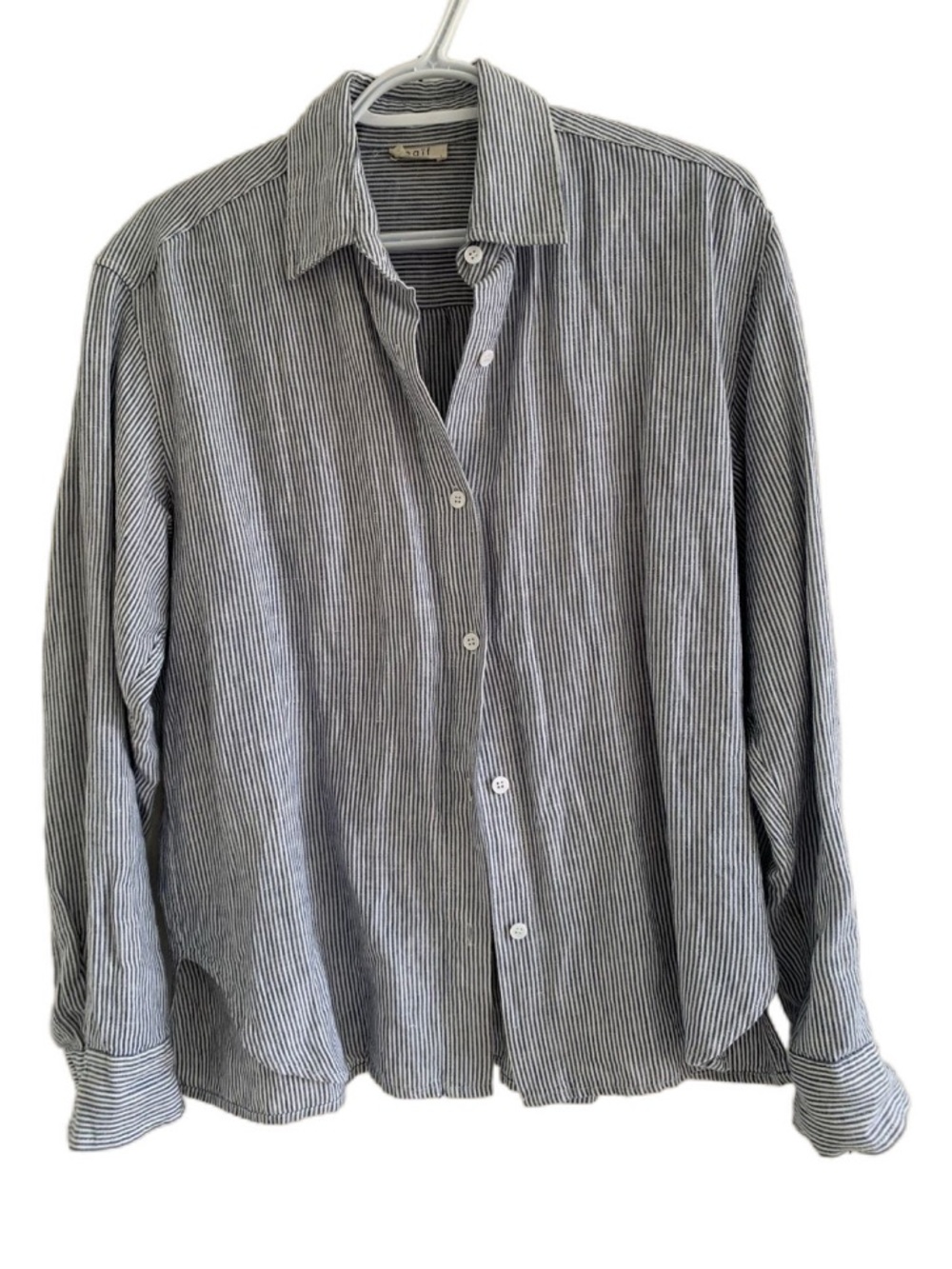 Naïf Astrid 100% Linen Shirt - Ivory/Blue Stripe - L